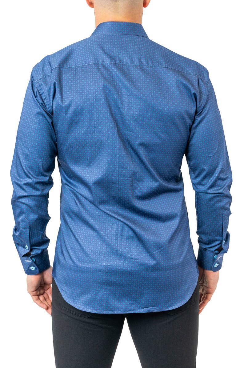Maceoo Einstein Stretchstamped 01 Blue Contemporary Fit Button-Up Shirt, Alternate, color, Blue