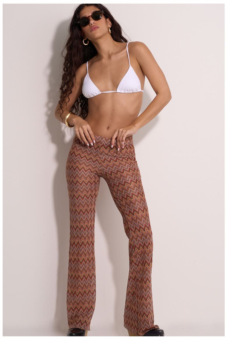 Desert Mirage High Waist Flare Beach Pants, Alternate, color, Multi-Brown