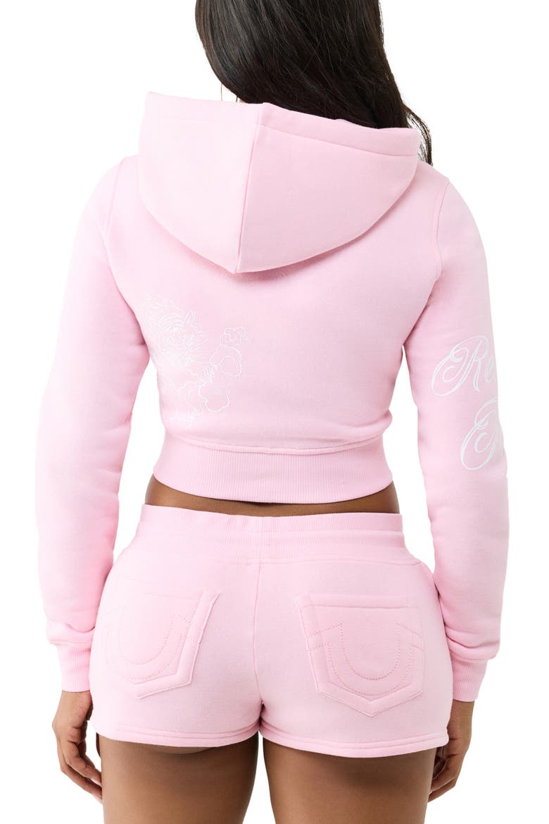 Embroidered Tiger Shrunken Full Zip Hoodie, Alternate, color, ORCHID PINK