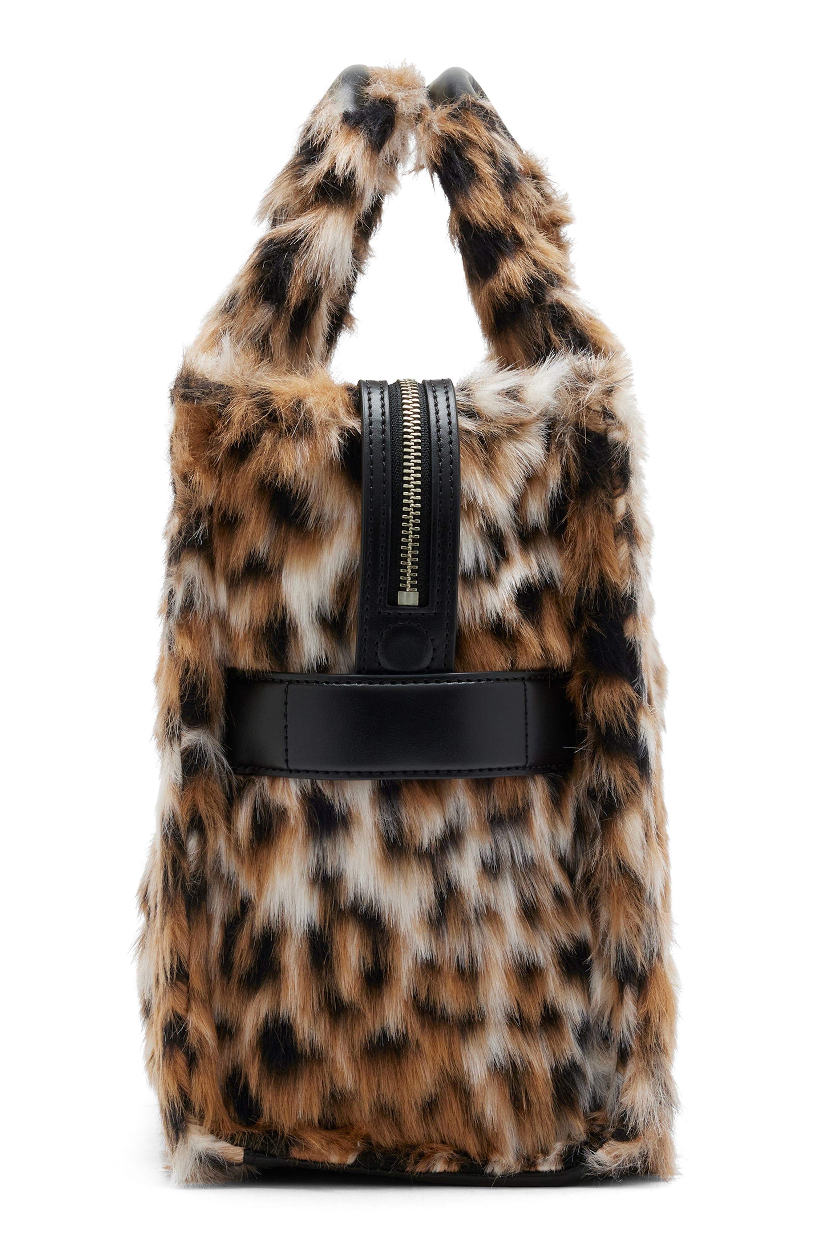 The Medium Faux Fur Tote, Alternate, color, BROWN MULTI