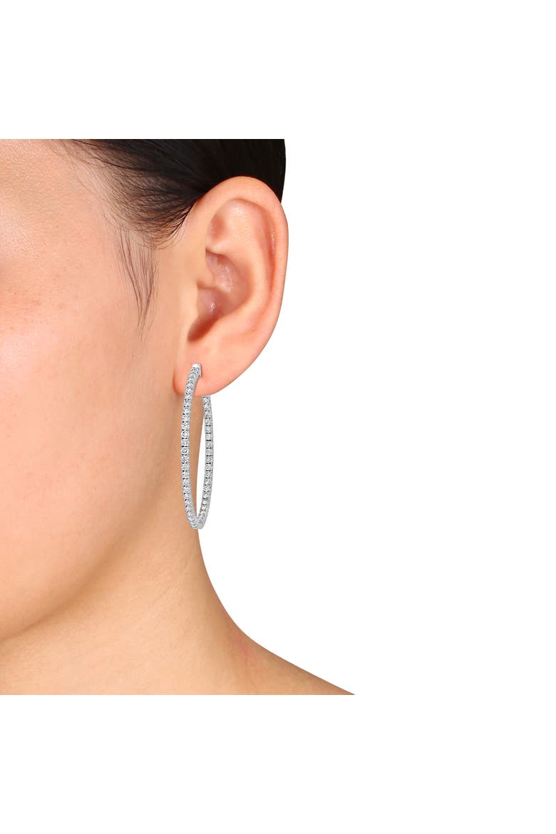 5 3/4ct. t.w. Lab-Grown Diamond Hoop Earrings 14k, Alternate, color, White Gold