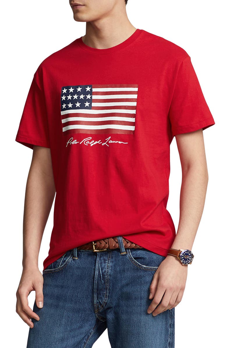 Polo Ralph Lauren Classic Fit American Flag Graphic T-Shirt, Main, color,