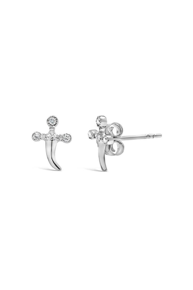 .925 Sterling Silver Diamond Accent Knife Earrings, Alternate, color, White