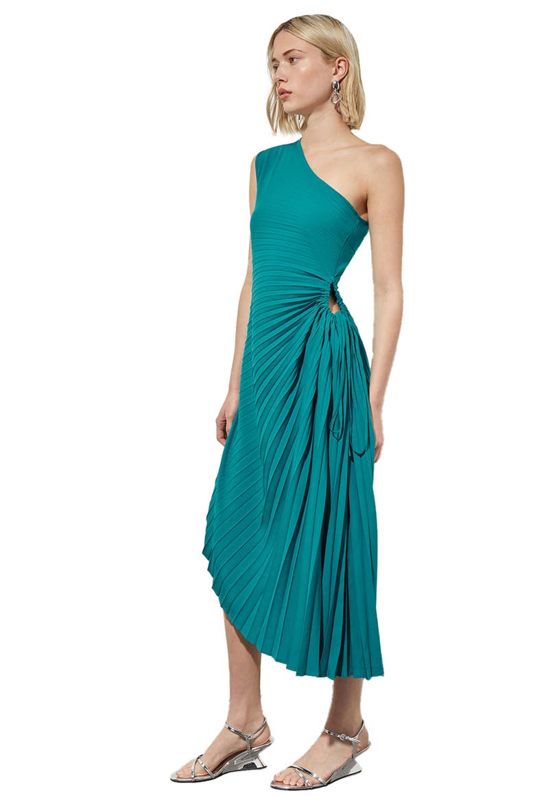 One-Shoulder Asymmetric Midi Dress, Alternate, color, BERMUDA