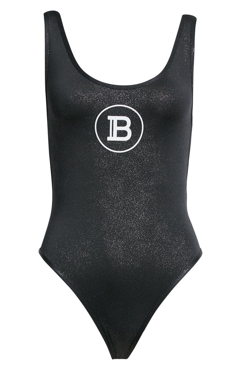 Balmain Logo One-Piece Swimsuit, Alternate, color,