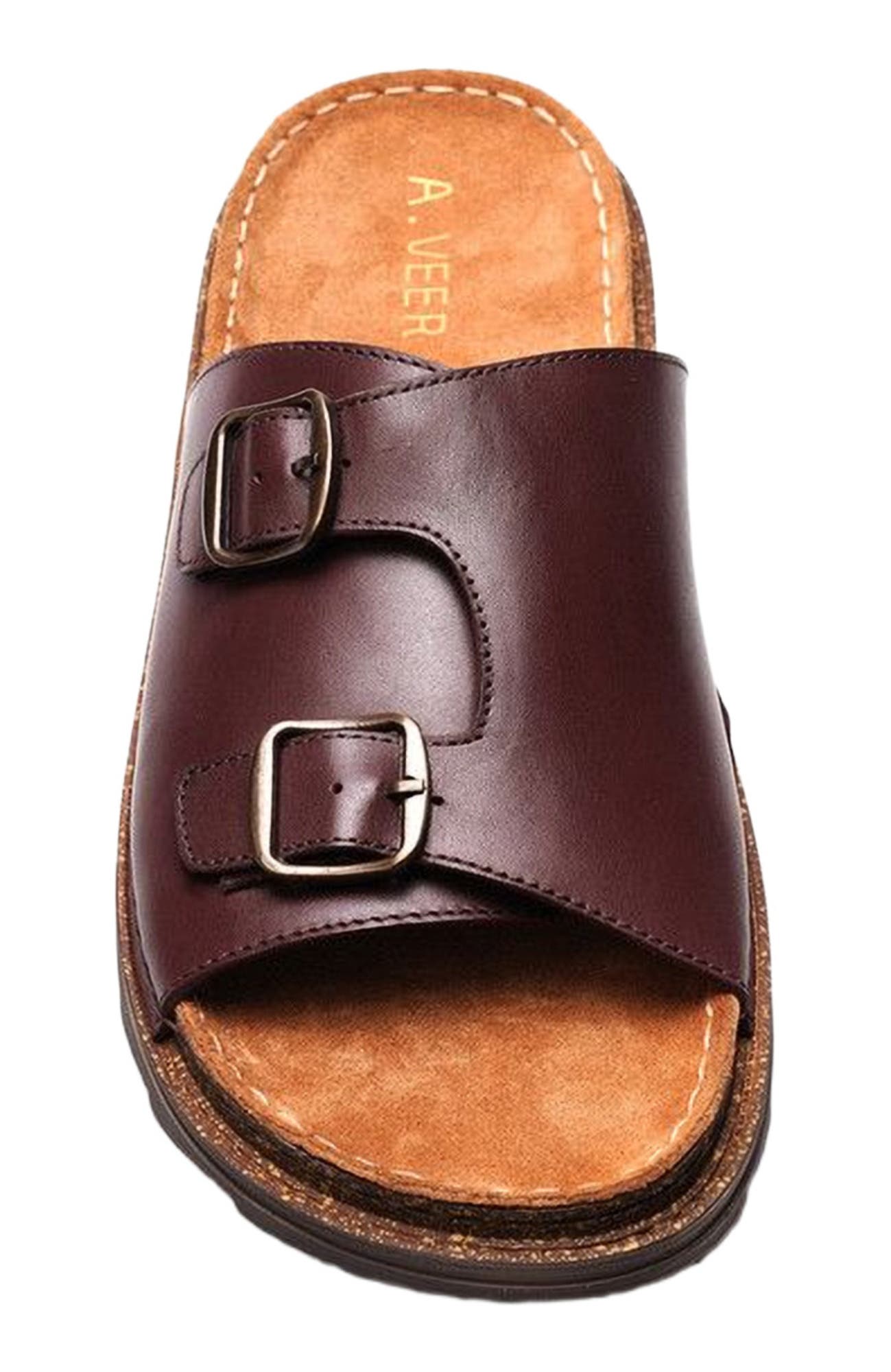 A. Veer Havana Double Strap Sandal, Alternate, color, Brown Leather