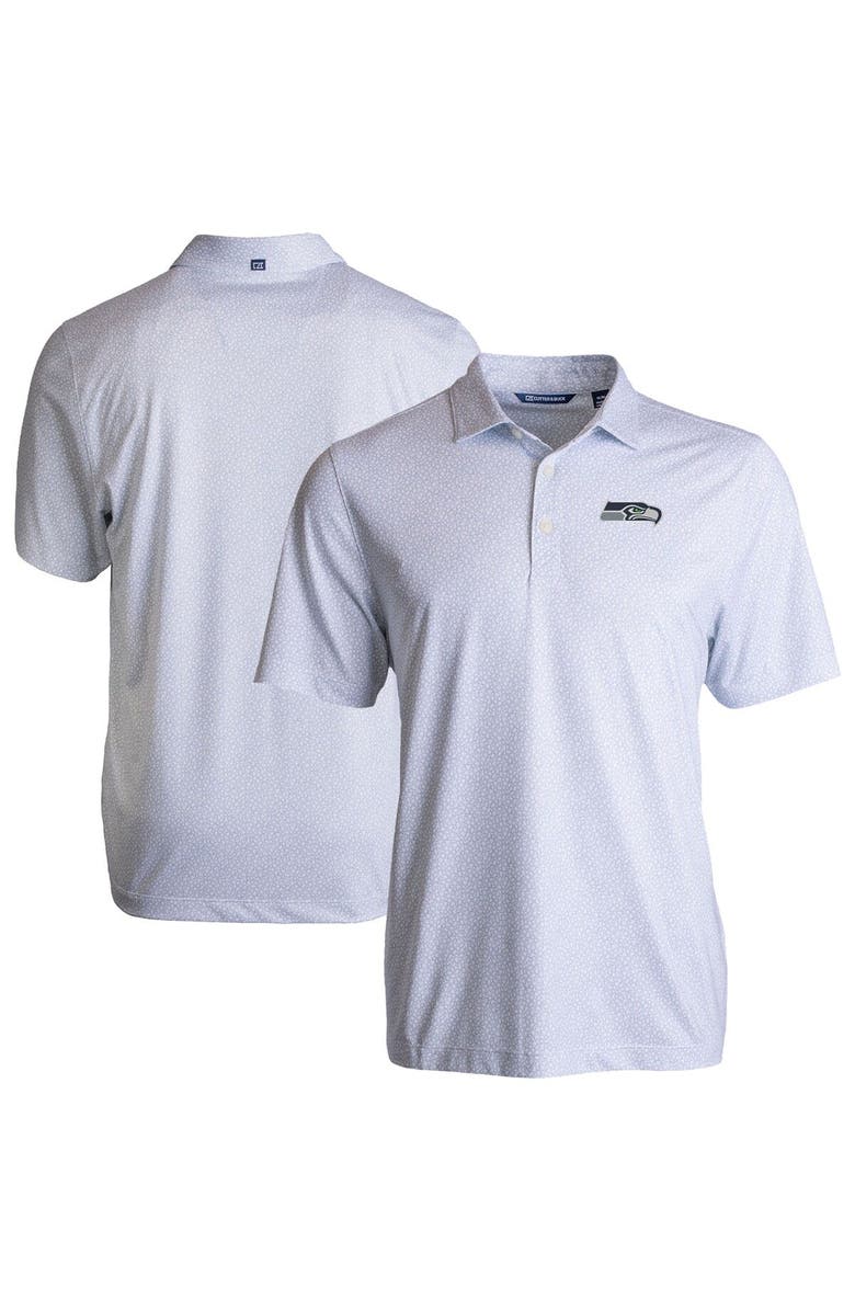 Cutter & Buck Men's Cutter & Buck White Seattle Seahawks  Pike Eco Pebble Print Stretch Recycled Polo, Main, color, 