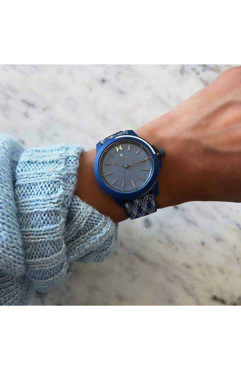 MVMT WATCHES Minimal Sport Ocean Plastic Strap Watch, 38mm, Alternate, color, Pacific Blue