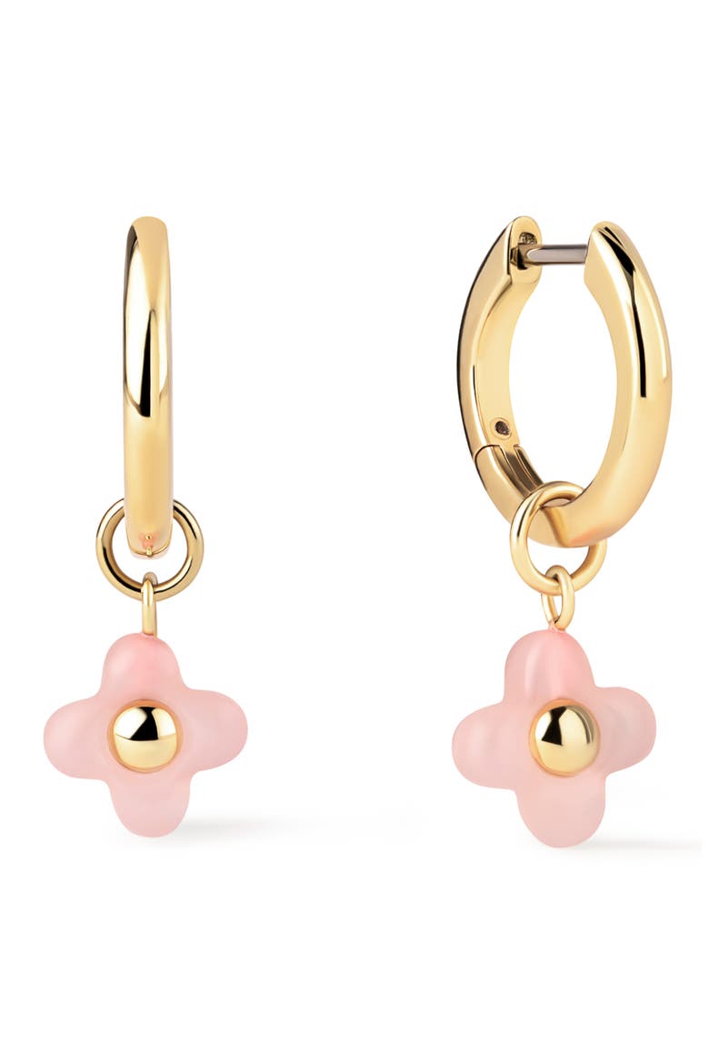 Liora Rose Quartz Drop Hoop Earrings, Main, color, GOLD / PINK
