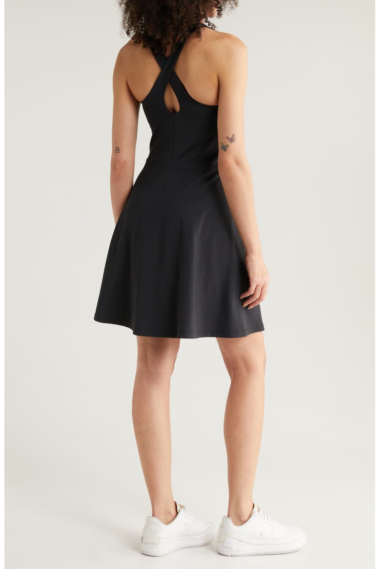Daybreak Cross Back Tennis Dress, Alternate, color, BLACK