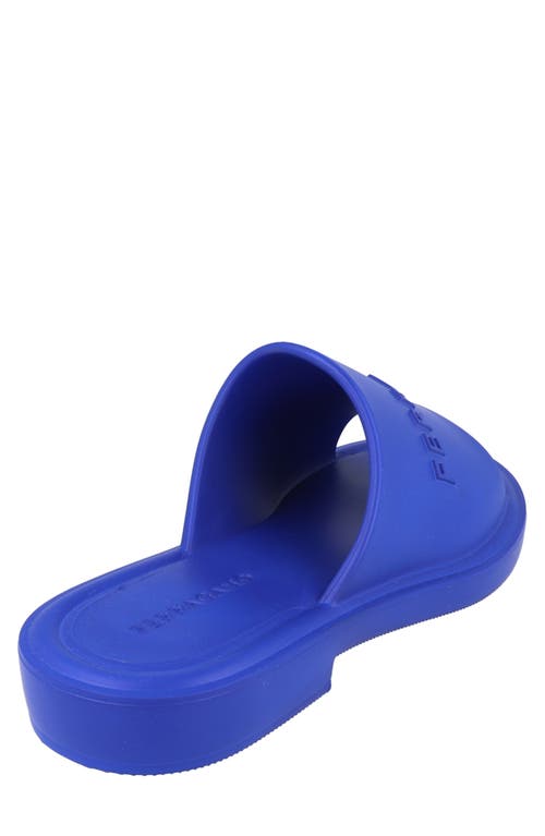 Ferragamo Giuneva Logo Embossed Slides In Blue