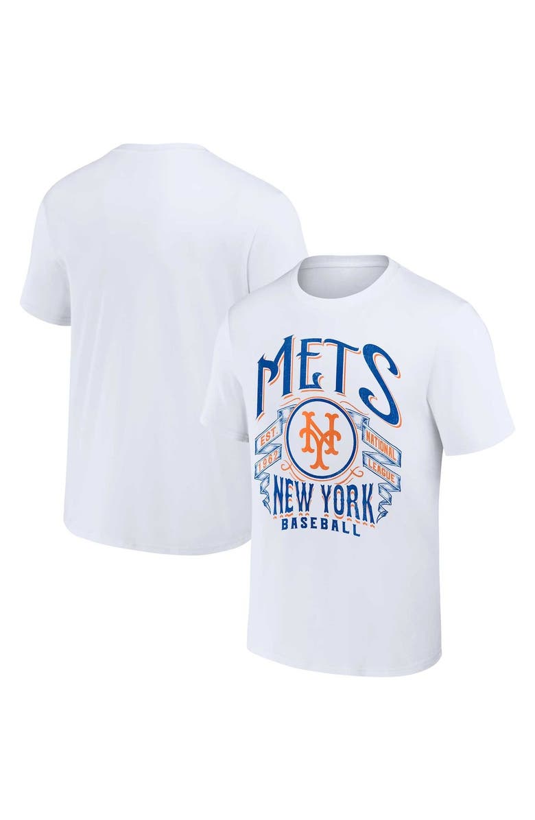 Darius Rucker Collection by Fanatics Men's Darius Rucker Collection by Fanatics White New York Mets Distressed Rock T-Shirt, Main, color, 