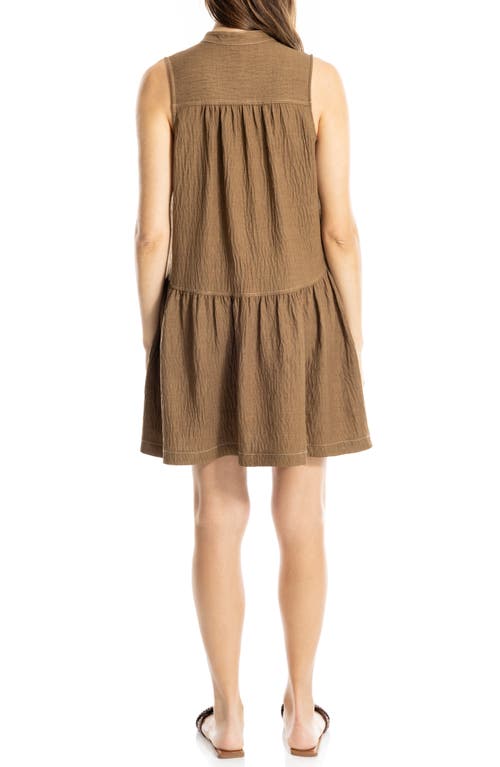 Max Studio Button Placket Minidress In Brown