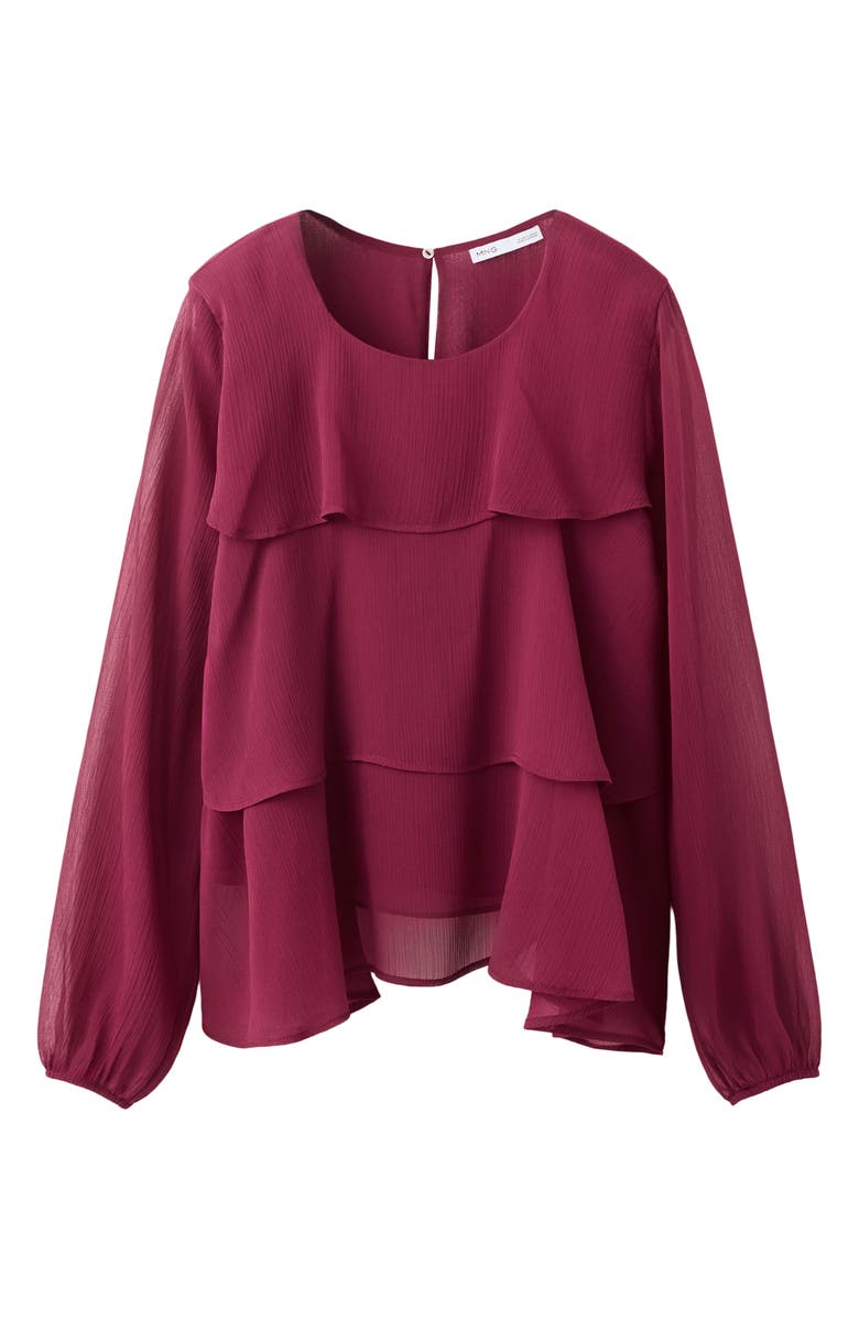 MANGO TEEN Tiered Long Sleeve Chiffon Top, Alternate, color, 