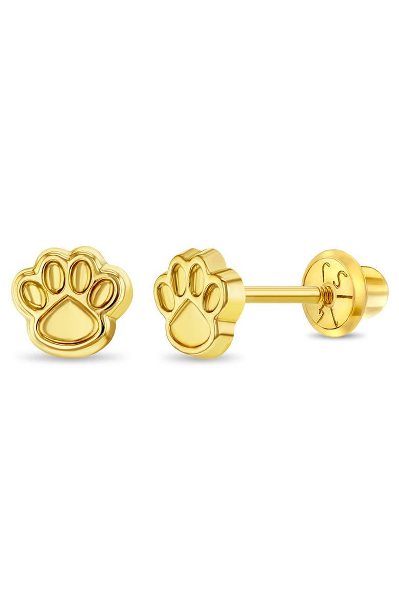 In Season Jewelry 14k Dog Paw Earrings, Main, color, Gold