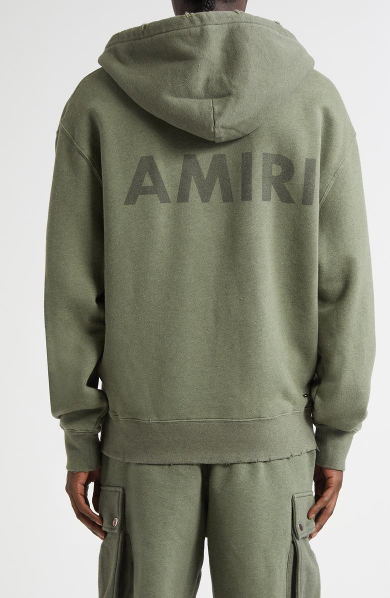 AMIRI Stencil Logo Oversize Cotton Hoodie, Alternate, color, Olive