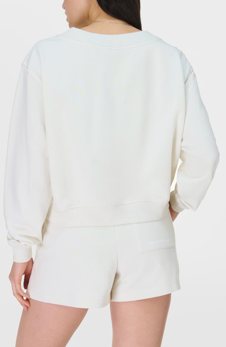Sweaty Betty Revive Crop Organic Cotton Blend Sweatshirt, Alternate, color, Lily White