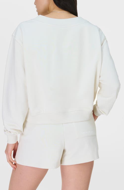 Sweaty Betty Revive Crop V Neck Sweatshirt In Lily White