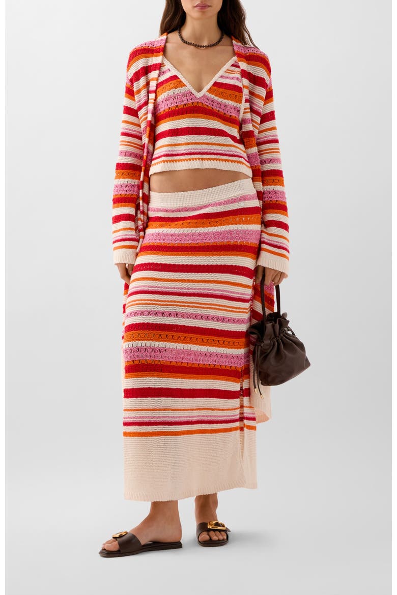 Crochet Summer Cardigan, Alternate, color, Multi-red