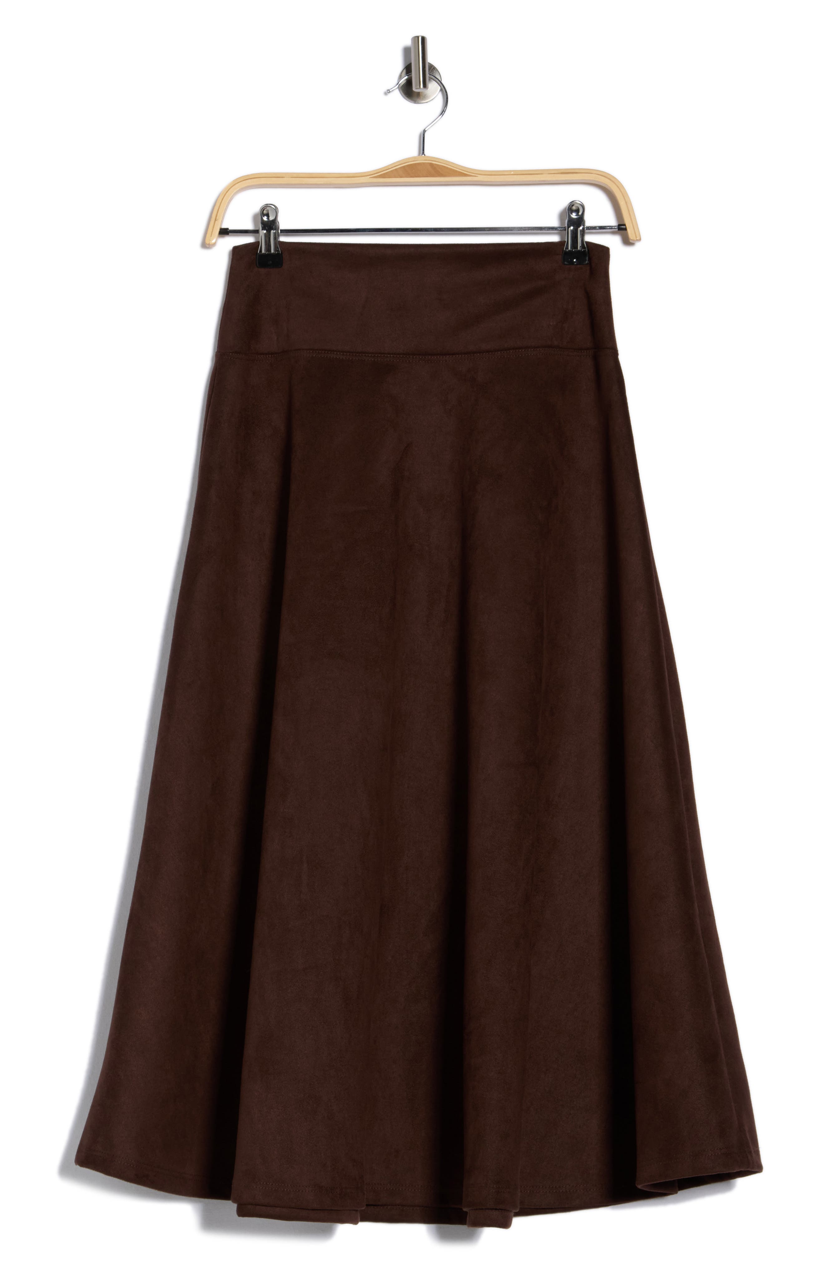 Renee C Faux Suede Flare Skirt