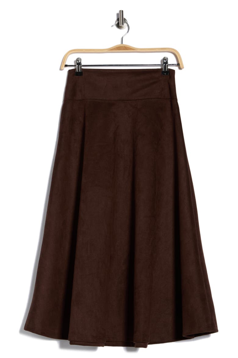 Faux Suede Flare Skirt, Alternate, color, CHOCOLATE