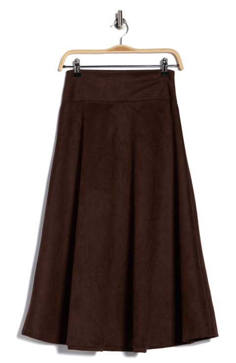 Faux Suede Flare Skirt