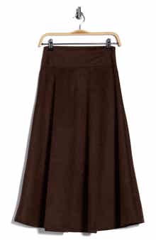 Renee C Faux Suede Flare Skirt