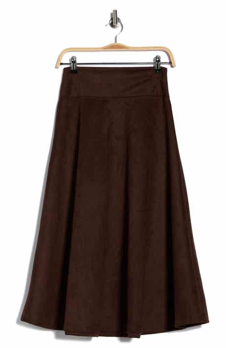 Renee C Faux Suede Flare Skirt