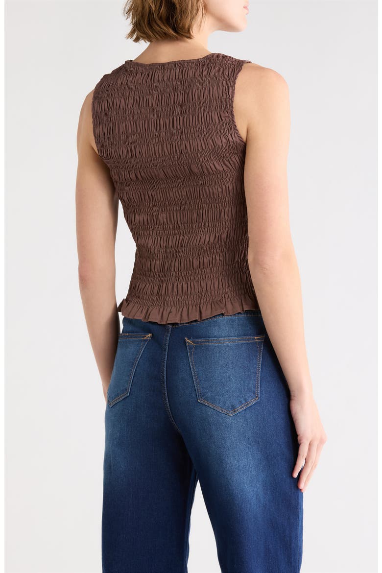 Smocked Tank, Alternate, color, BROWN