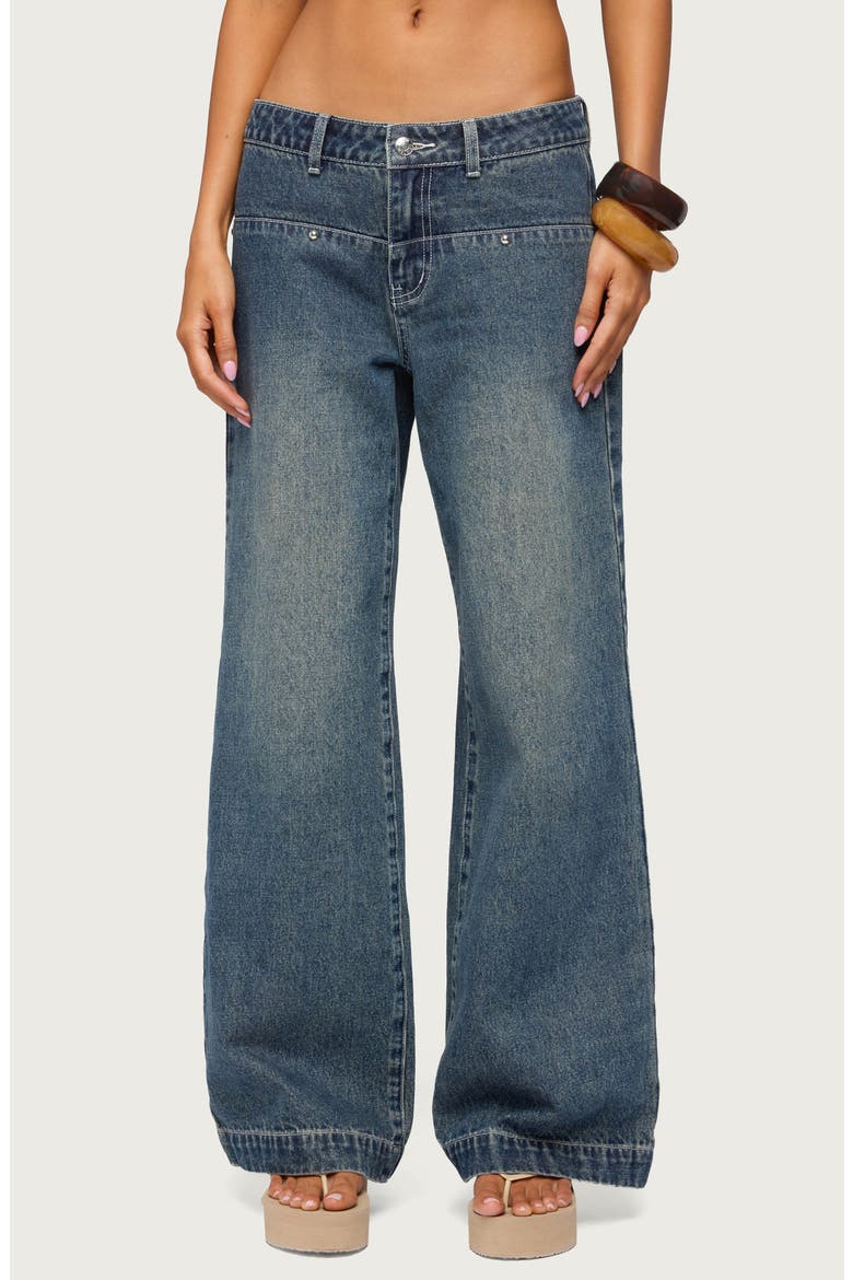 Wyn Studded Low Rise Baggy Wide Leg Jeans, Main, color, BLUE-VINTAGE-WASHED