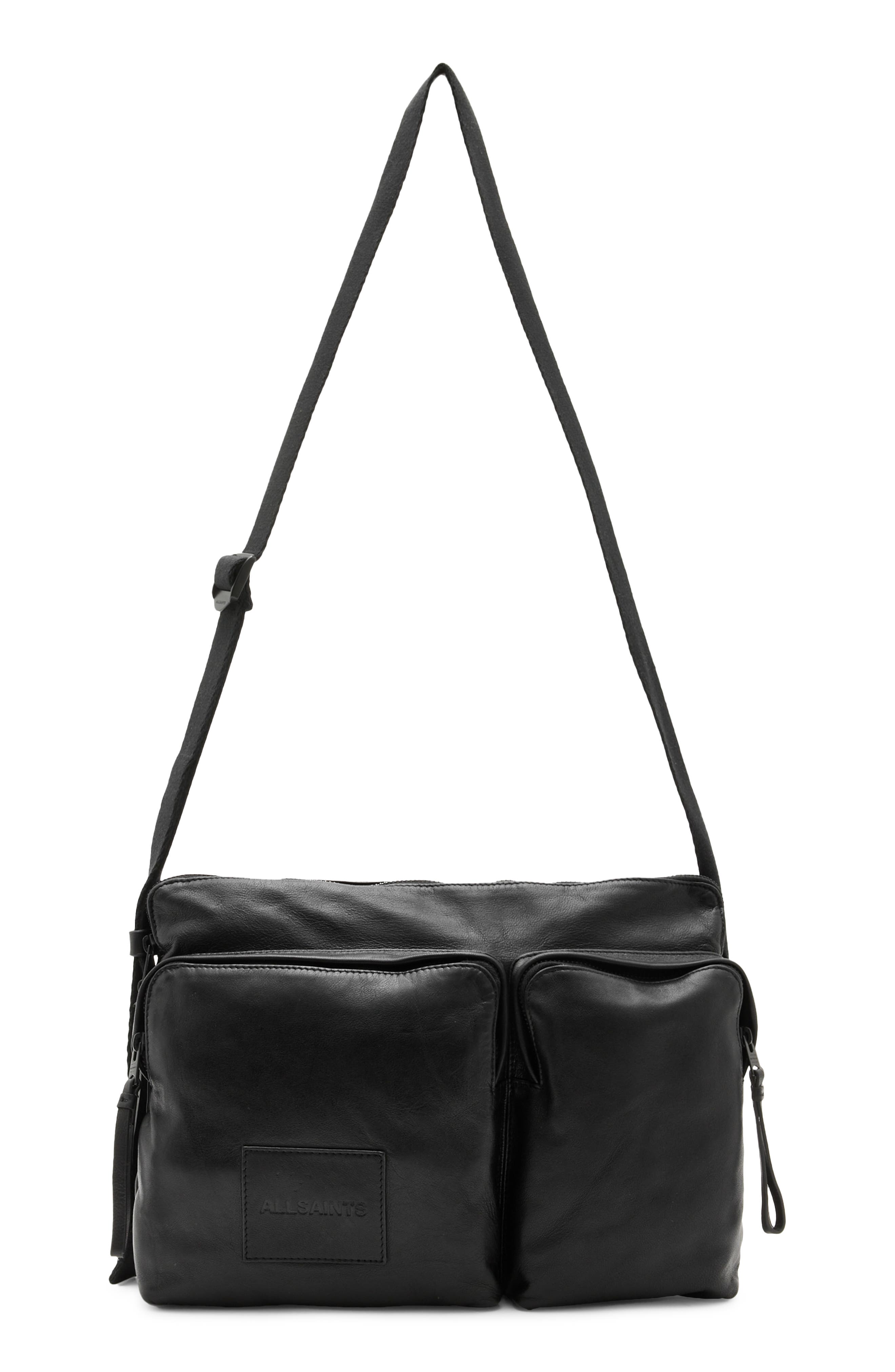 AllSaints Steppe Leather Messenger Bag, Main, color, 