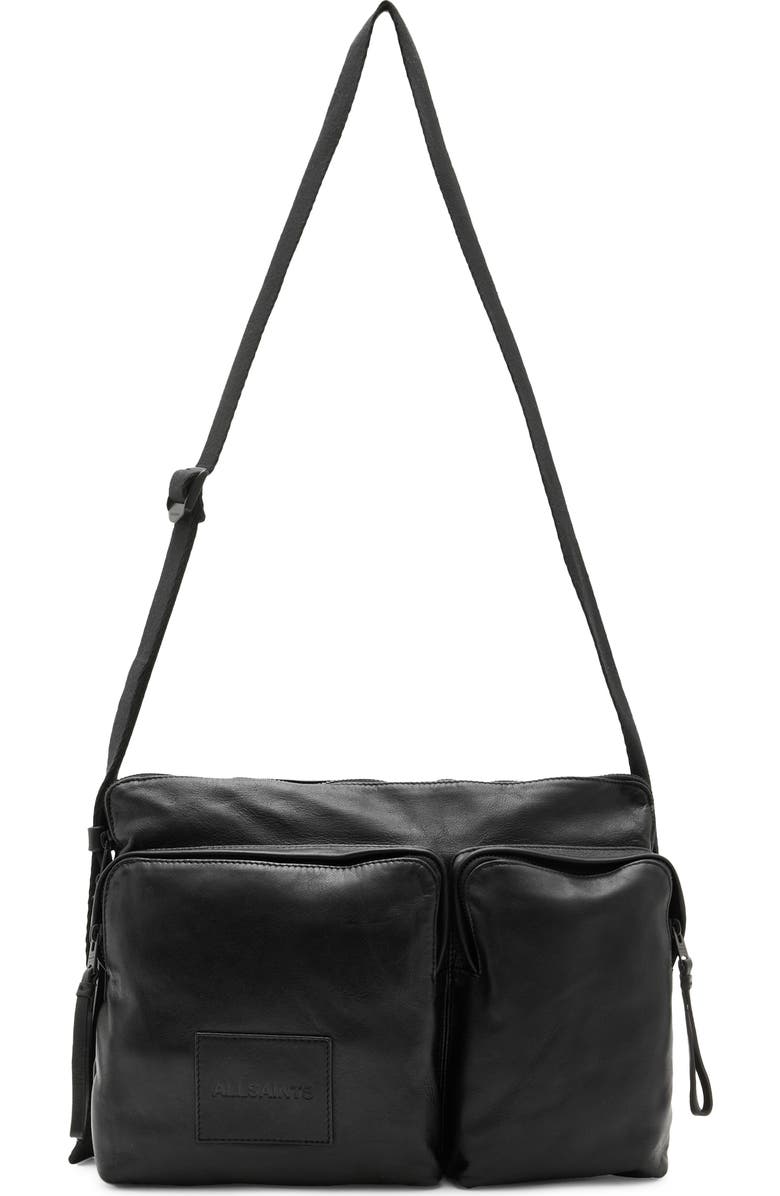 AllSaints Steppe Leather Messenger Bag, Main, color,