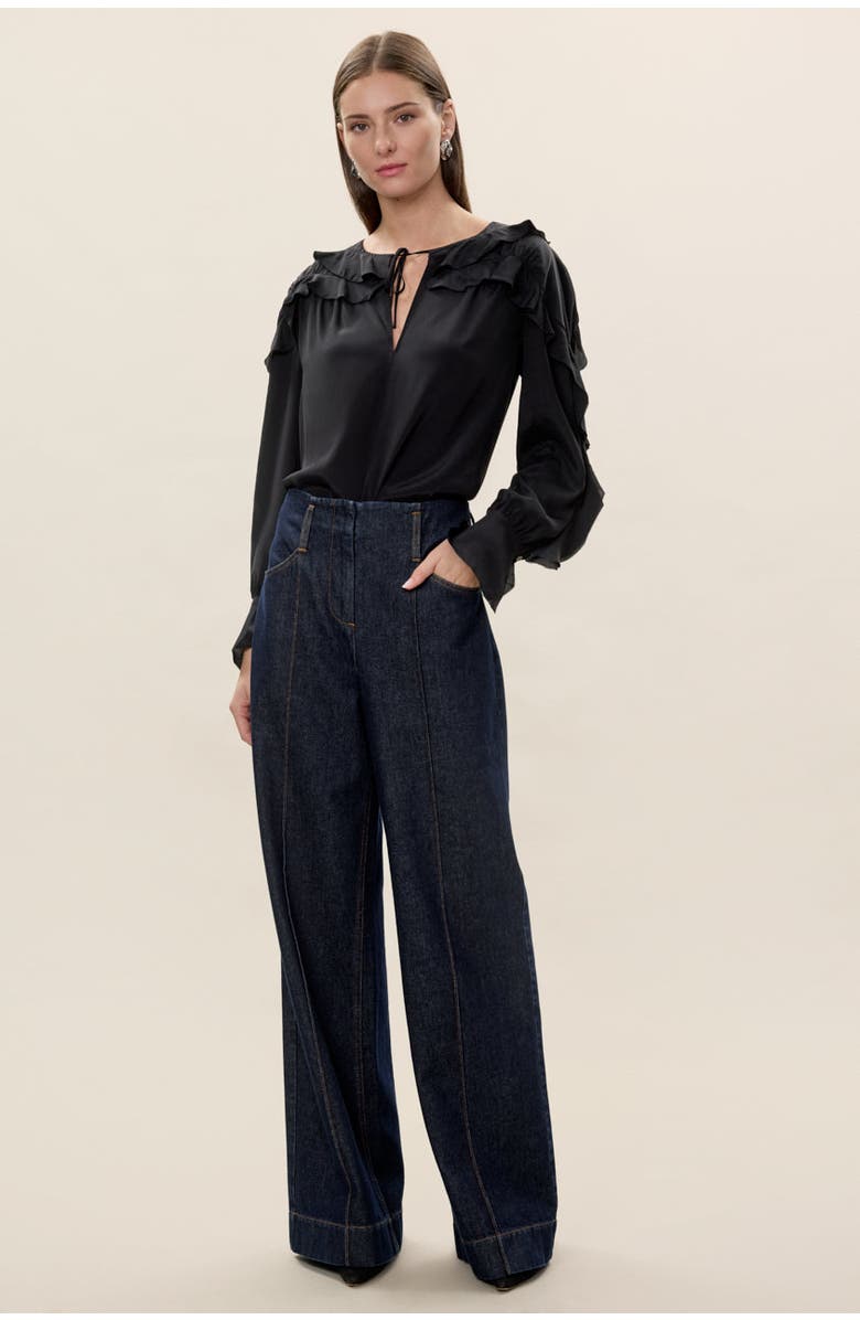 Rebecca Taylor Lillith Ruffle Blouse, Main, color, Black