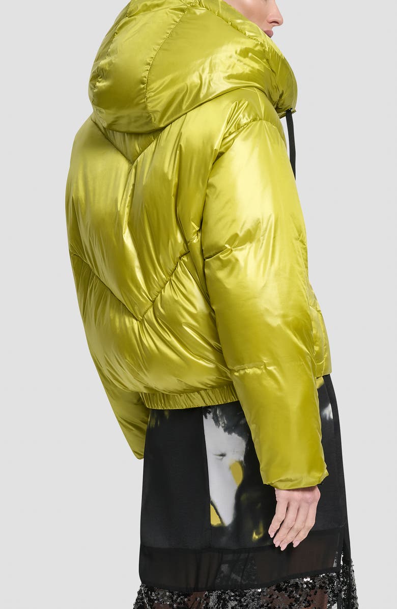 DKNY Crop Hooded Puffer Jacket, Alternate, color, Citronella