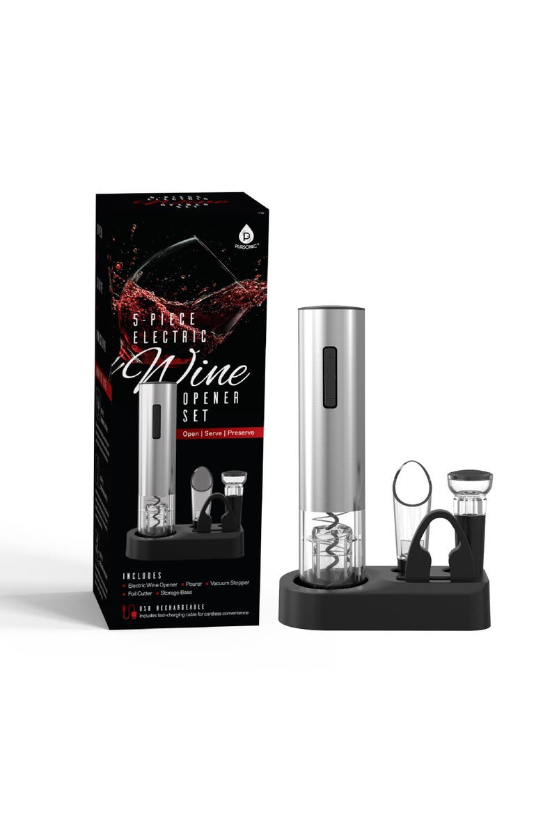 PURSONIC 5-Piece Electric Wine Opener Set, Main, color, Multicolor