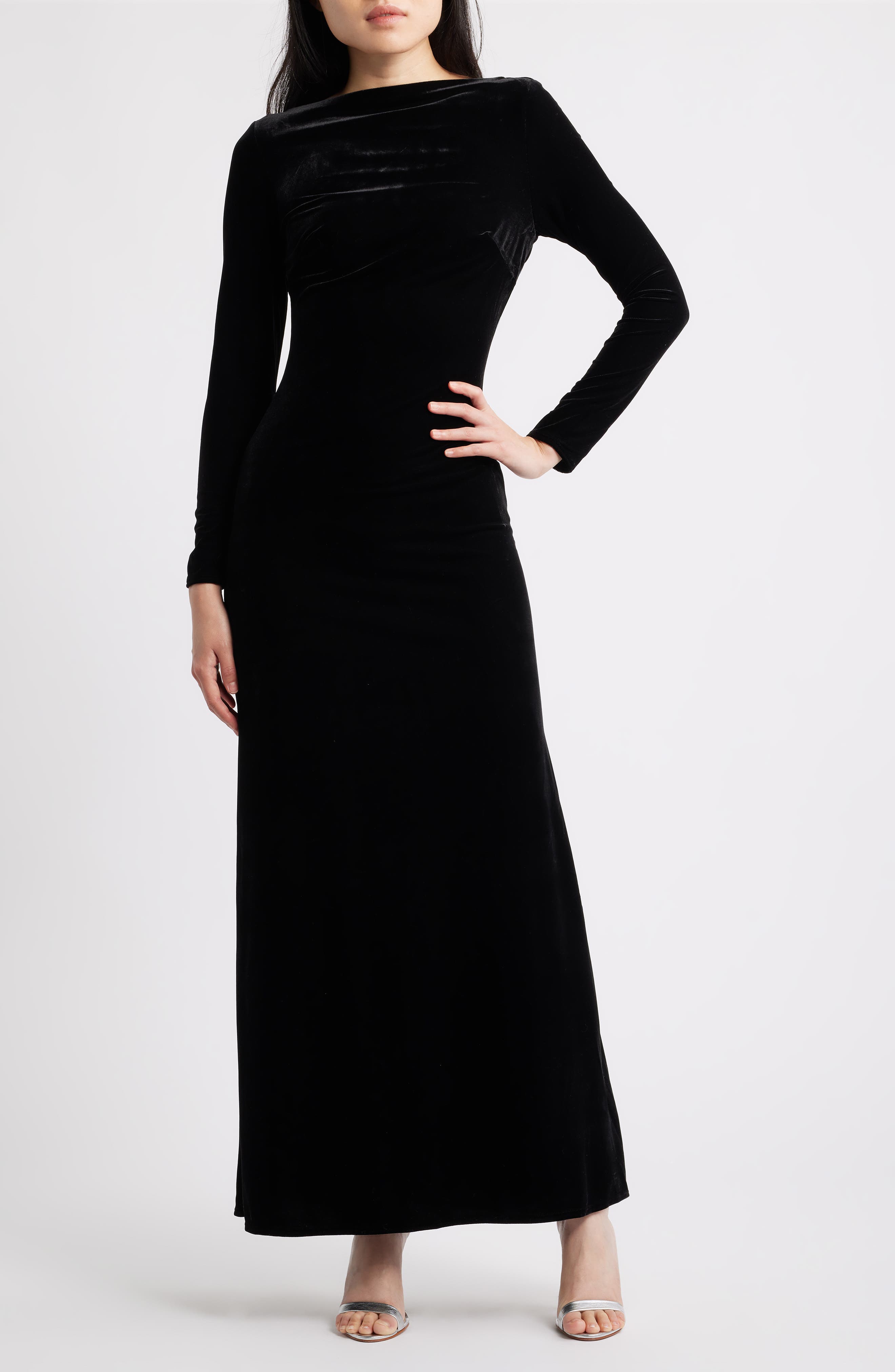Sonya Moda Fiore Cutout Velvet Dress in Black 