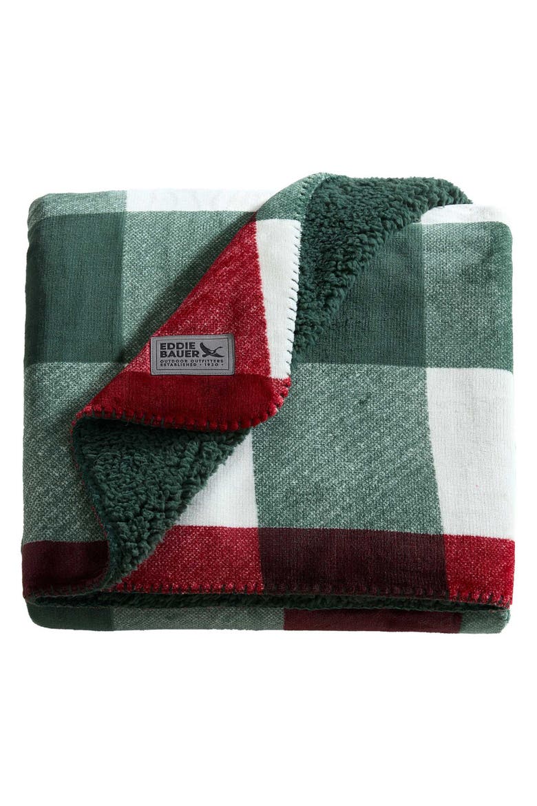 Spruce Mist Microfiber Throw, Main, color, OFF WHITE/ RED/ GREEN