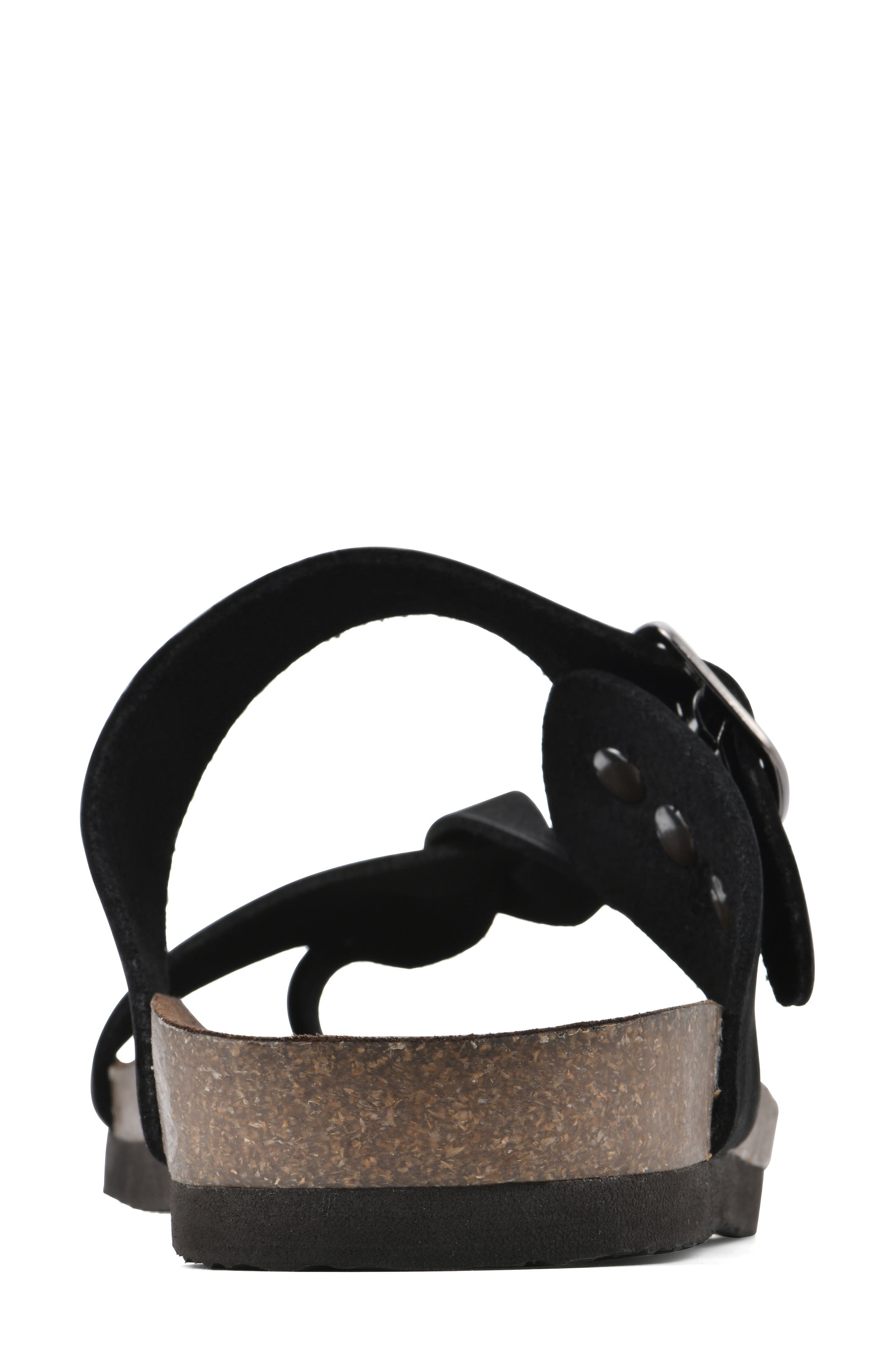 White Mountain Footwear Crawford Braided Footbed Sandal, Alternate, color, Black/ Nubuck Dk. Sock