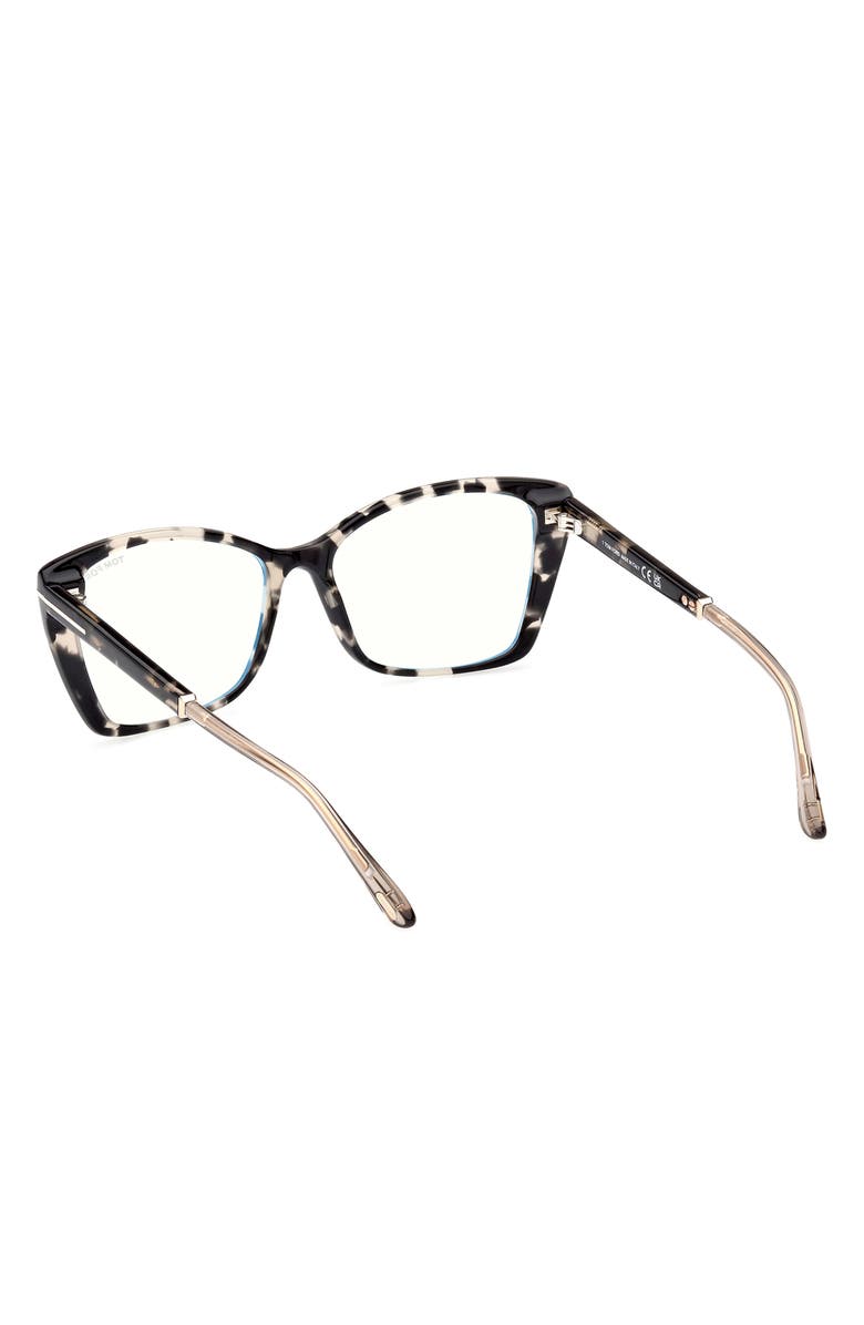 TOM FORD 55mm Butterfly Blue Light Blocking Optical Glasses, Alternate, color, Vintage Black Havana Rose Gold