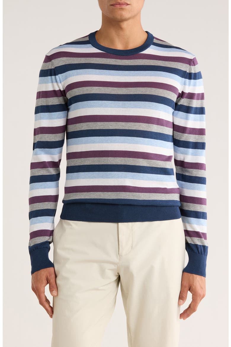 Lexington Cotton & Silk Blend Crewneck Sweater, Main, color, NAVY