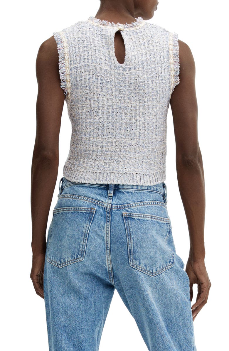 MANGO Jewel Button Sleeveless Tweed Top, Alternate, color, 