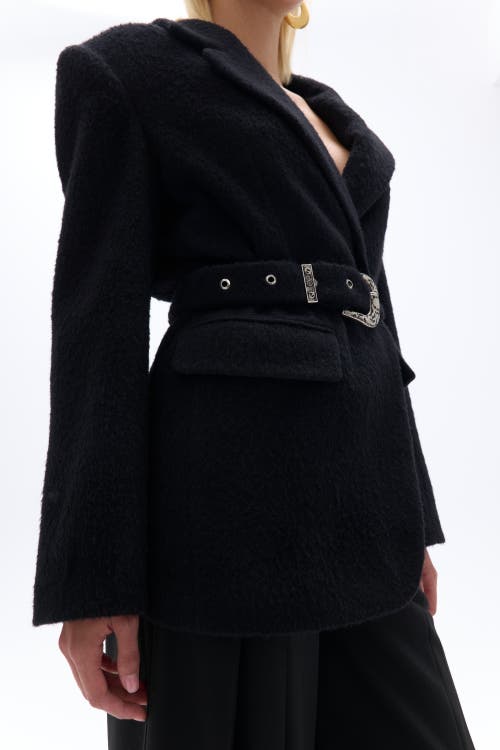 Shop Nocturne Self-belted Double Breasted Jacket In Black
