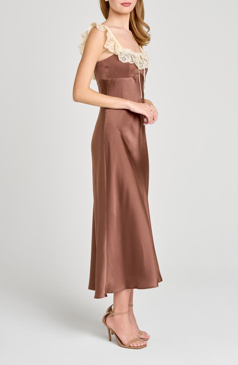 WAYF Ella Lace Trim Slipdress, Alternate, color, Mocha