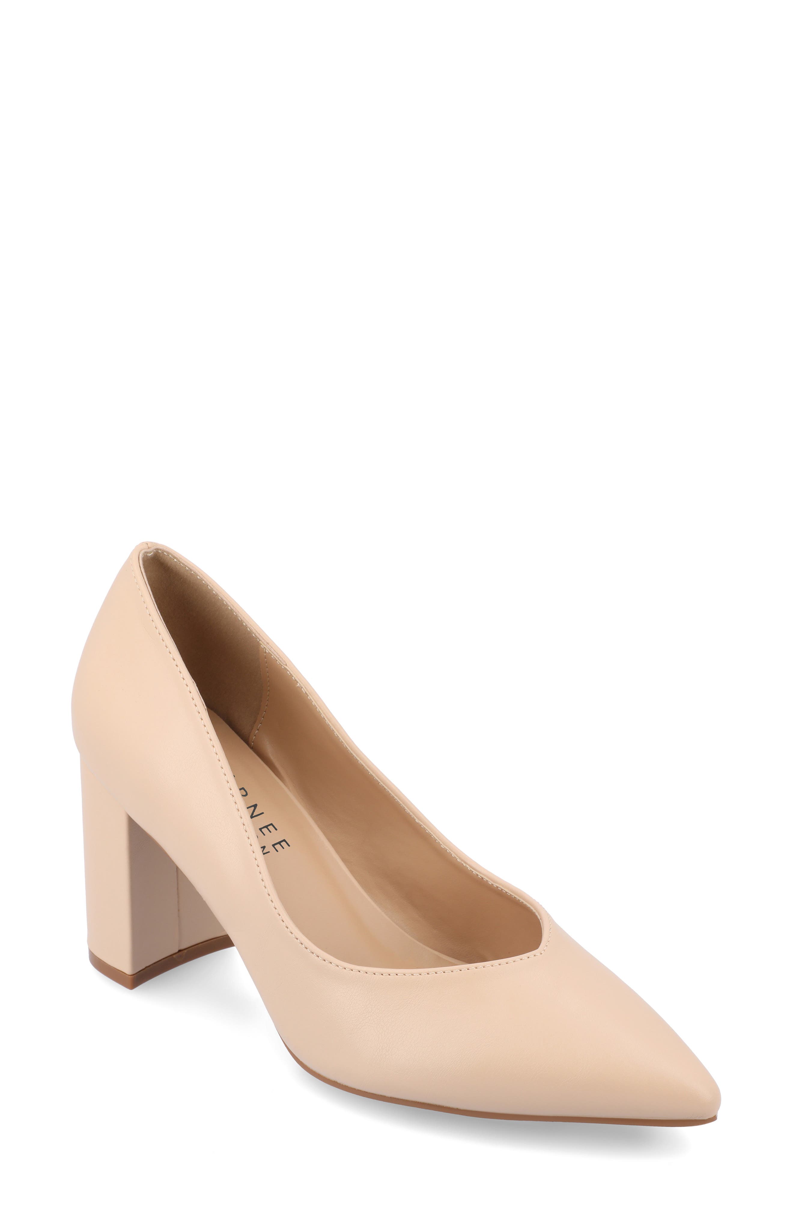 Journee Collection Simonne SuperNatural Shades Block Heel Pointed Toe Pump - Wide Width