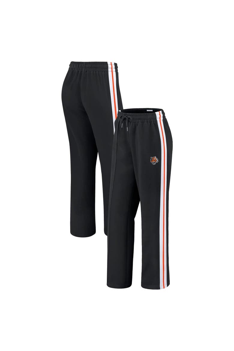 Women's WEAR by Erin Andrews Black Cincinnati Bengals Color-Block Straight Leg Pants, Main, color, Black