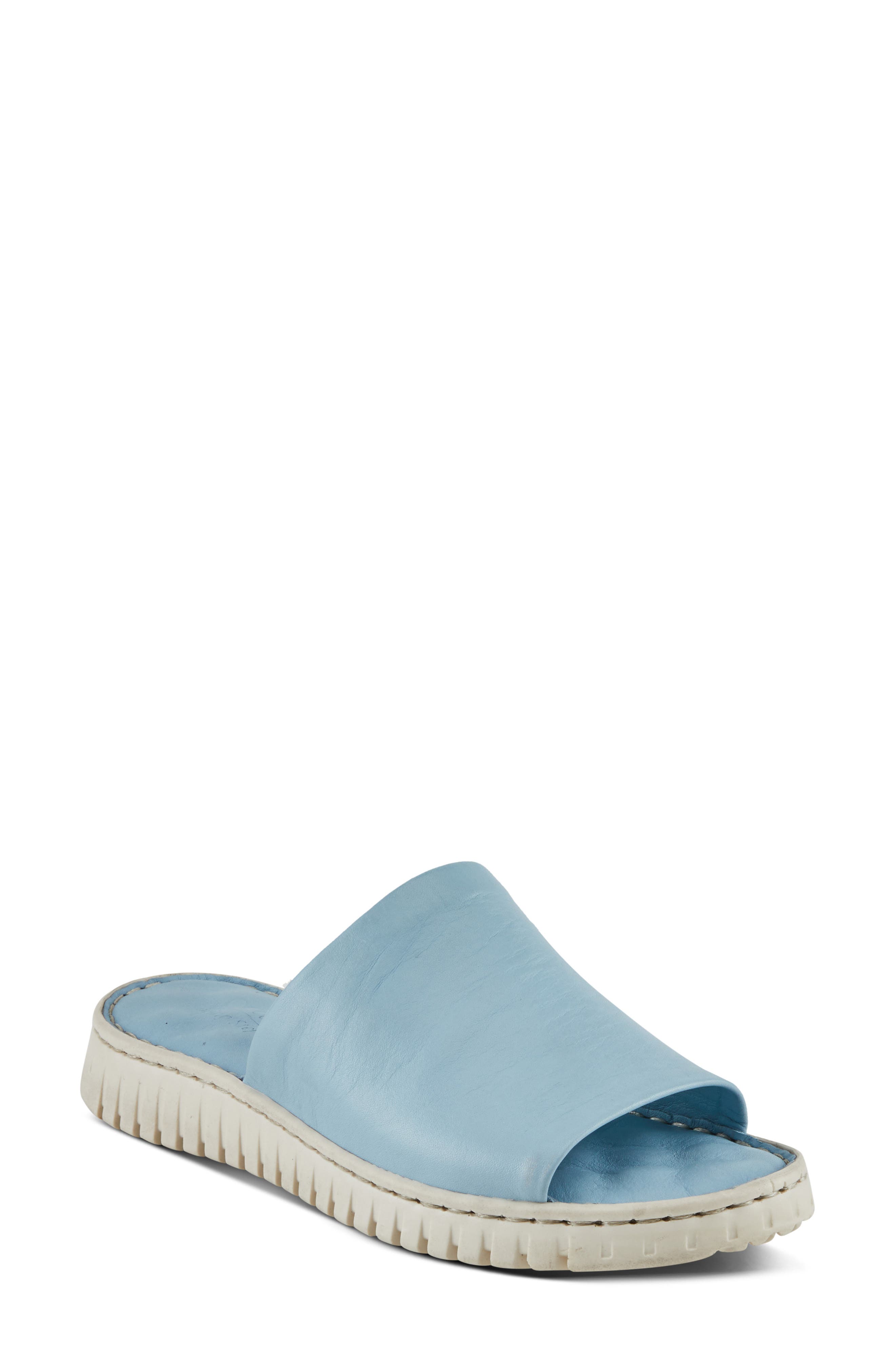 Nappa Slide Sandal, Main, color, BLUE