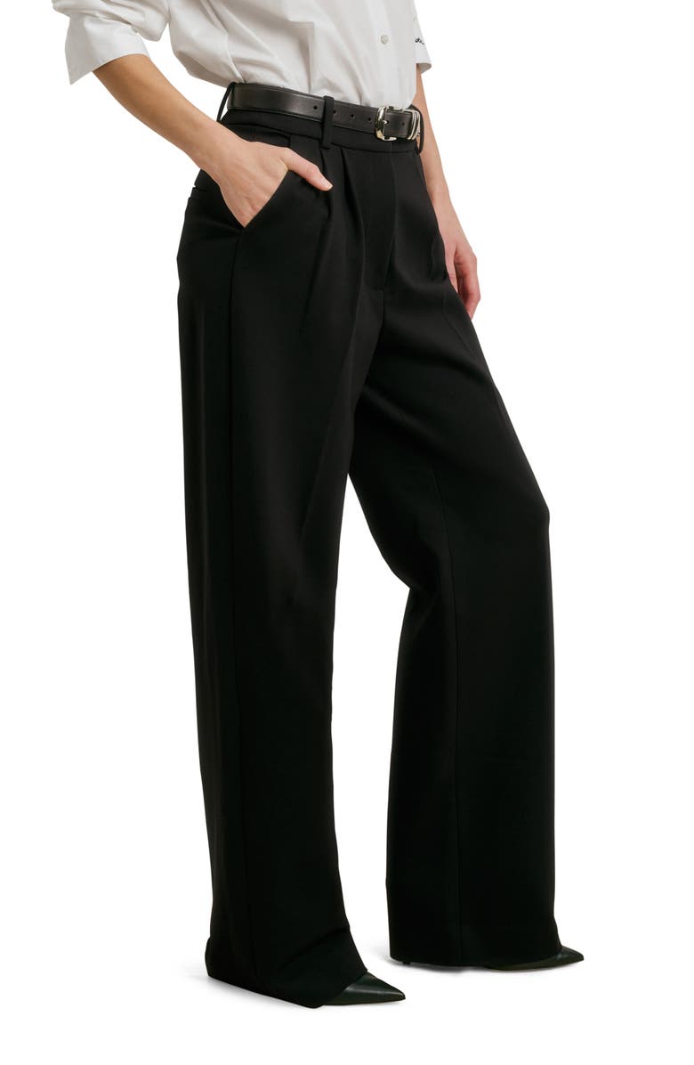 Favorite Daughter The Anywhere Pleated Wide Leg Pants, Alternate, color, Black
