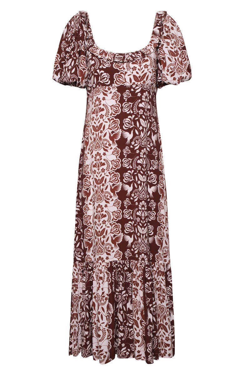 The Lulo Project The Signal Mixed Print Crepe Dress, Alternate, color, Brown Folk Paisley