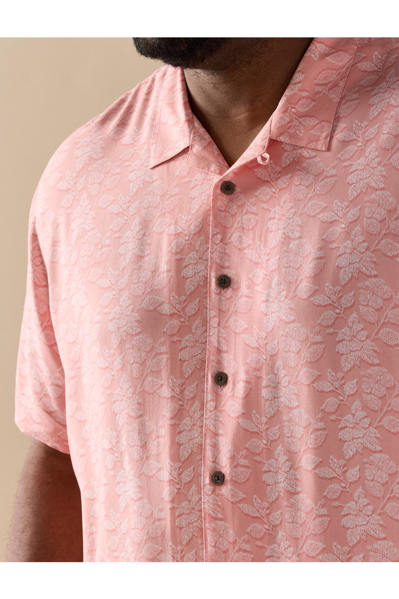 Big & Tall  Tonal Dot Floral Sport Shirt, Alternate, color, PEACH WHITE