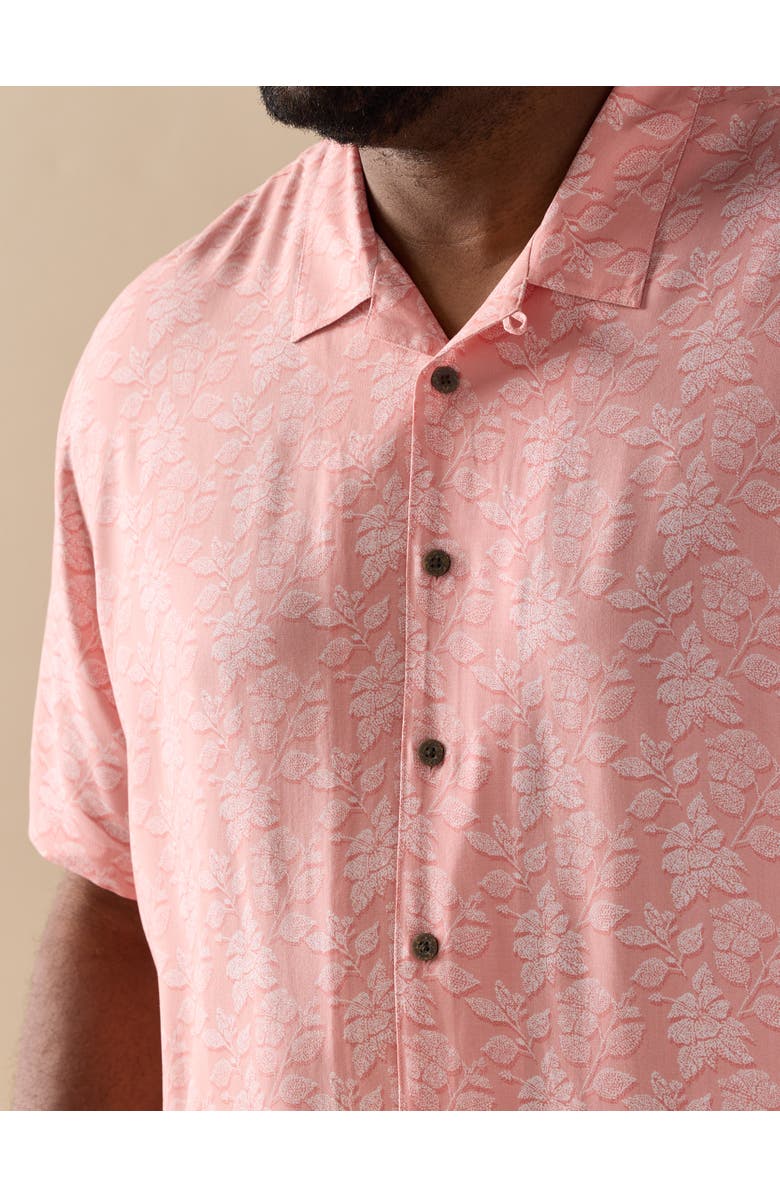 Oak Hill by DXL Big & Tall Tonal Dot Floral Sport Shirt, Alternate, color, Peach White